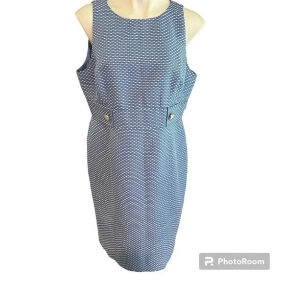 TAHARI-LEVINE Periwinkle Blue/White Sleeveless Sheath Dress - Picture 1 of 7